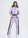 Women's High Experience Mountain Chic Faux-Fur Trim Flare Onesie Ski Jumpsuit