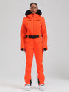 Women's Gsou Snow Mountain Chic Faux-Fur Trim Flare Ski Jumpsuit