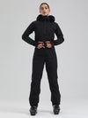 Women's Gsou Snow Alpine Faux-Fur Hood Slim Retro Ski Jumpsuit