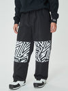 Men's Freestyle Knee Reflective Graphic Panel Cargo Baggy Snow Pants