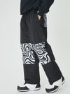 Men's Freestyle Knee Reflective Graphic Panel Cargo Baggy Snow Pants