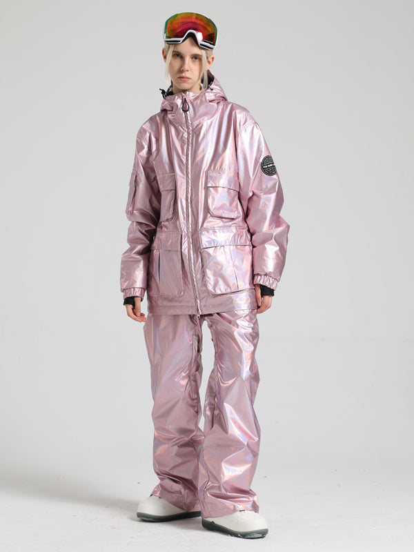 Women's Gsou Snow Neon Holographic Cargo Snowsuit